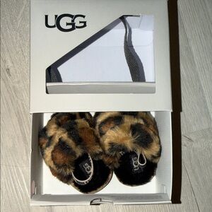 UGG Tan and Black Animal Print Slippers